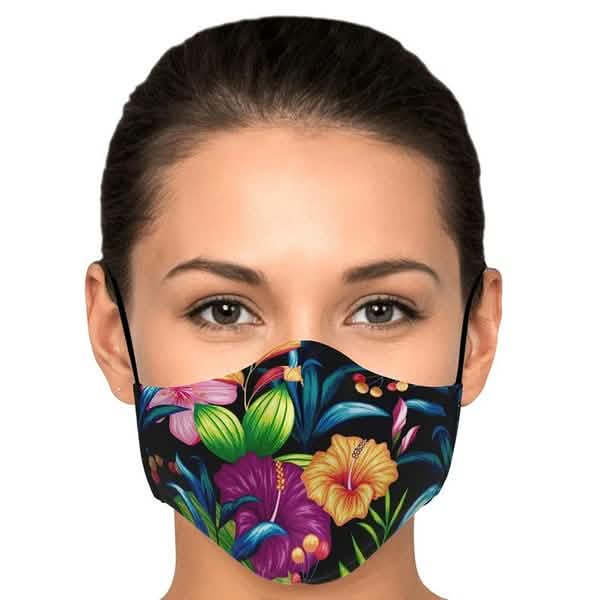 5-teilig: Modische Baumwoll-Gesichtsmaske mit Blumendruck, halbe Gesichts-Mundschutzmasken, Gesundheit