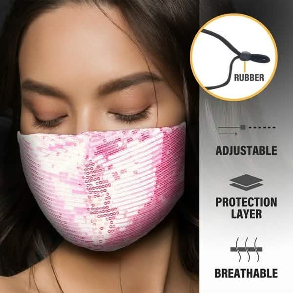 5-teilig: Staubschutzmaske für Damen mit Strasssteinen