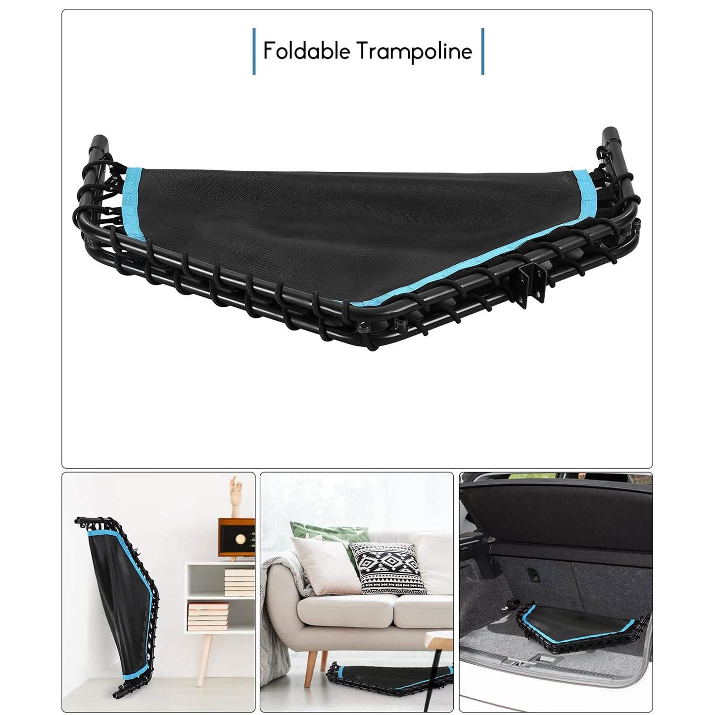 50" Mini-Fitness-Trampolin Federlos Indoor 3-fach verstellbarer Schaumstoffgriff