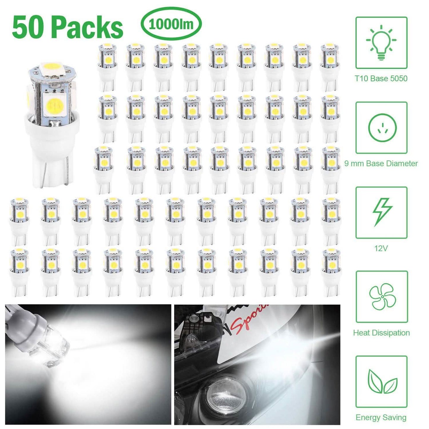 50-teilig: LED-Autobirnen