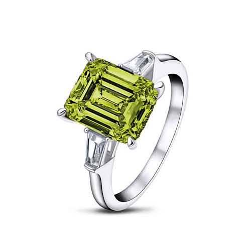 5,00 Karat Smaragd-geschliffener Peridot-Edelsteinring
