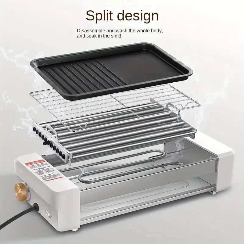 4-in-1 Multifunktionaler Wurstgrill – Antihaftbeschichtet, Temperaturregler, abnehmbare Pfanne, für Küche & Wohnheim geeignet