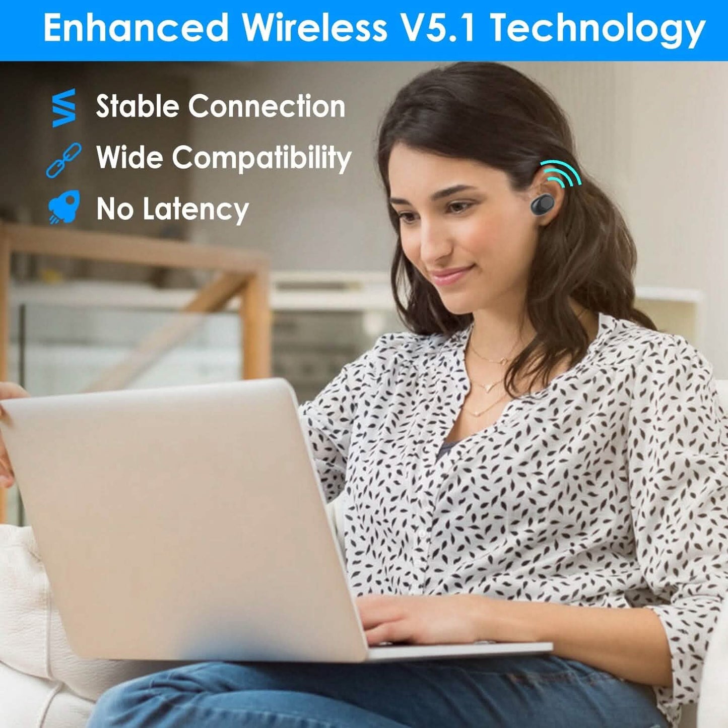 5.1 TWS Kabelloser Ohrhörer mit Ladecase, IPX4 wasserdicht, Powerbank