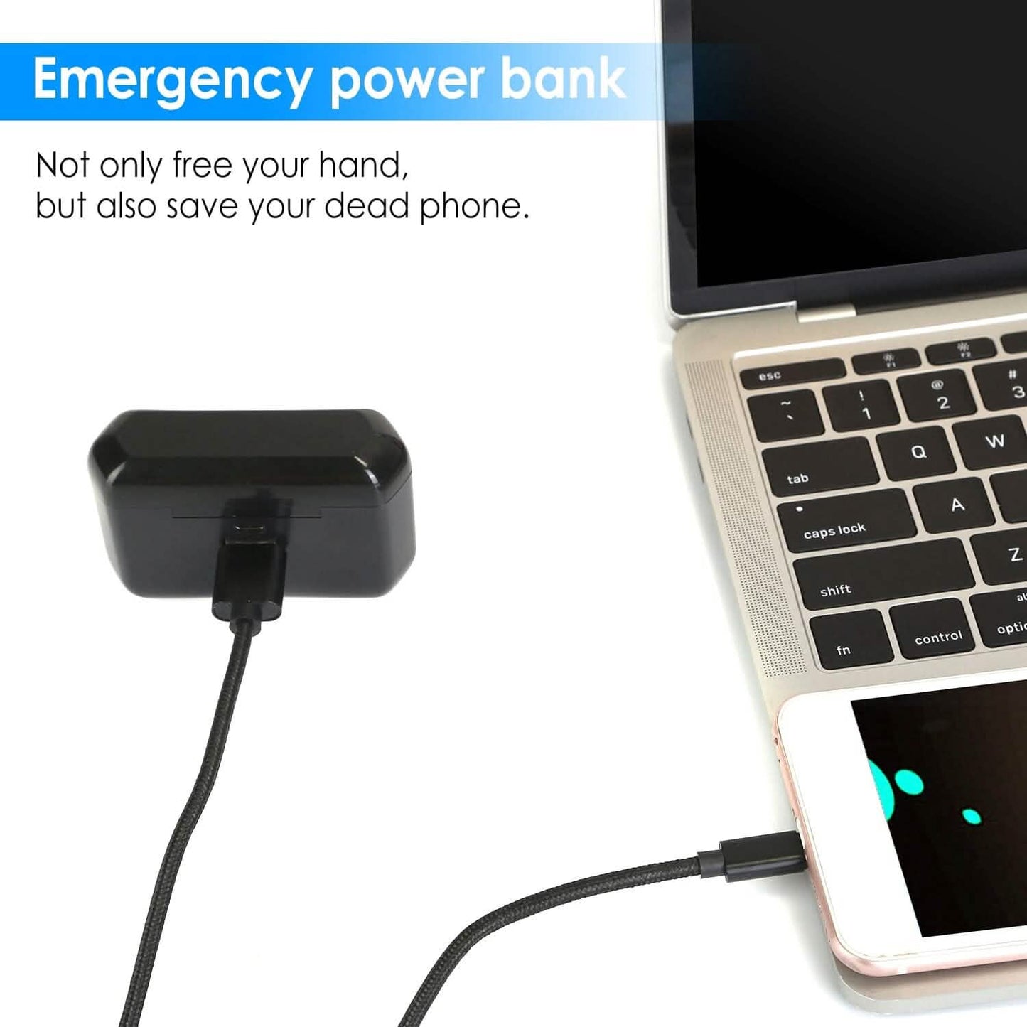 5.1 TWS Kabelloser Ohrhörer mit Ladecase, IPX4 wasserdicht, Powerbank