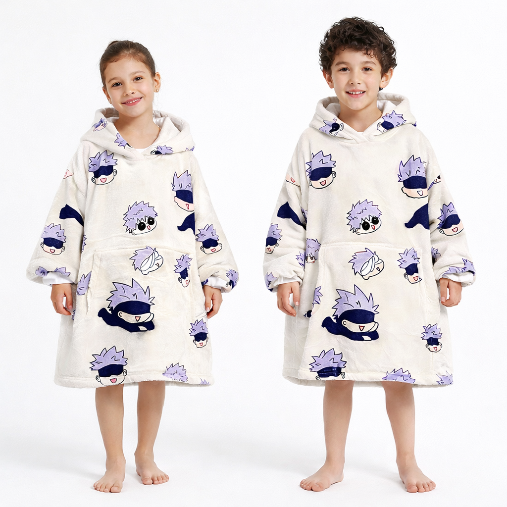 Jujutsu Kaisen Gojo Tragbare Decken-Kapuzenpullover für Erwachsene & Kinder | OLM Toys