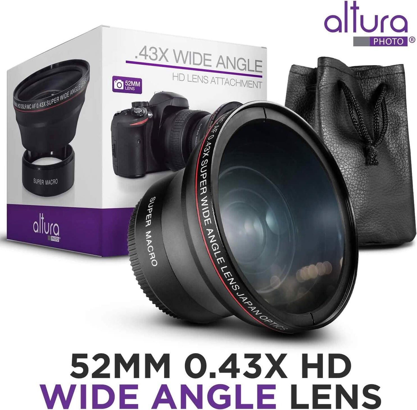 52MM 0.43x Altura Photo Professionelles HD Weitwinkelobjektiv (mit Makro-Anteil) für Nikon (Generalüberholt)