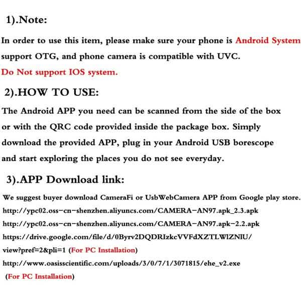 5,5mm Android wasserdichtes Endoskop