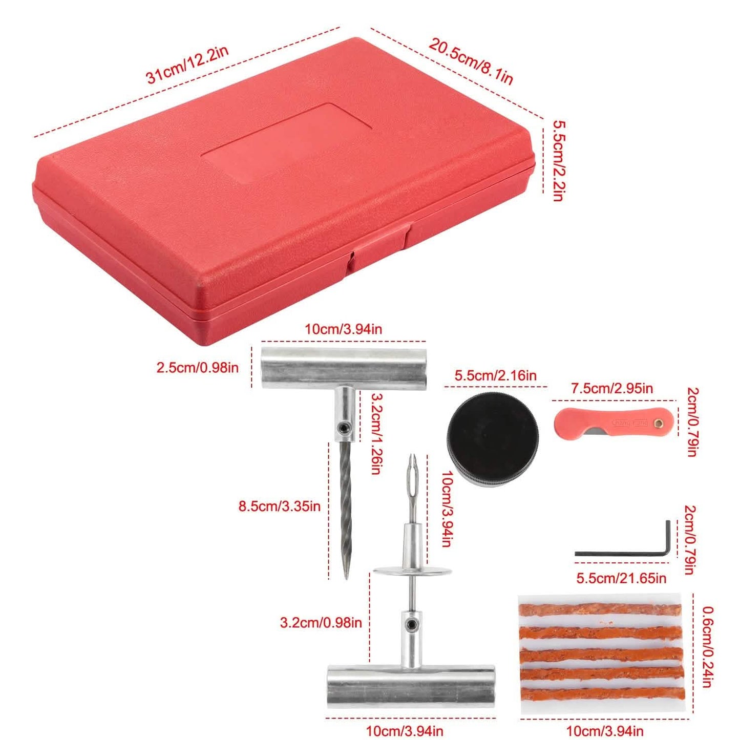 57-teilig: Universal-Reifenreparaturset