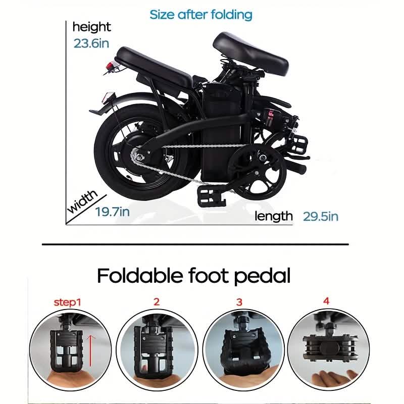 14" Klapp-E-Bike 48V Leichtes E-Bike 150 kg Zuladung 30 km/h 45 km Reichweite
