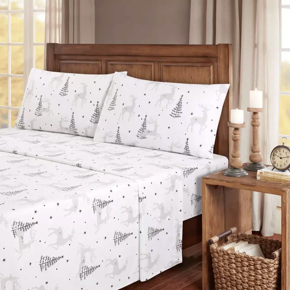 4-teilig: Kathy Ireland Bettwäsche-Set aus 100 % türkischer Baumwolle (Flanell)