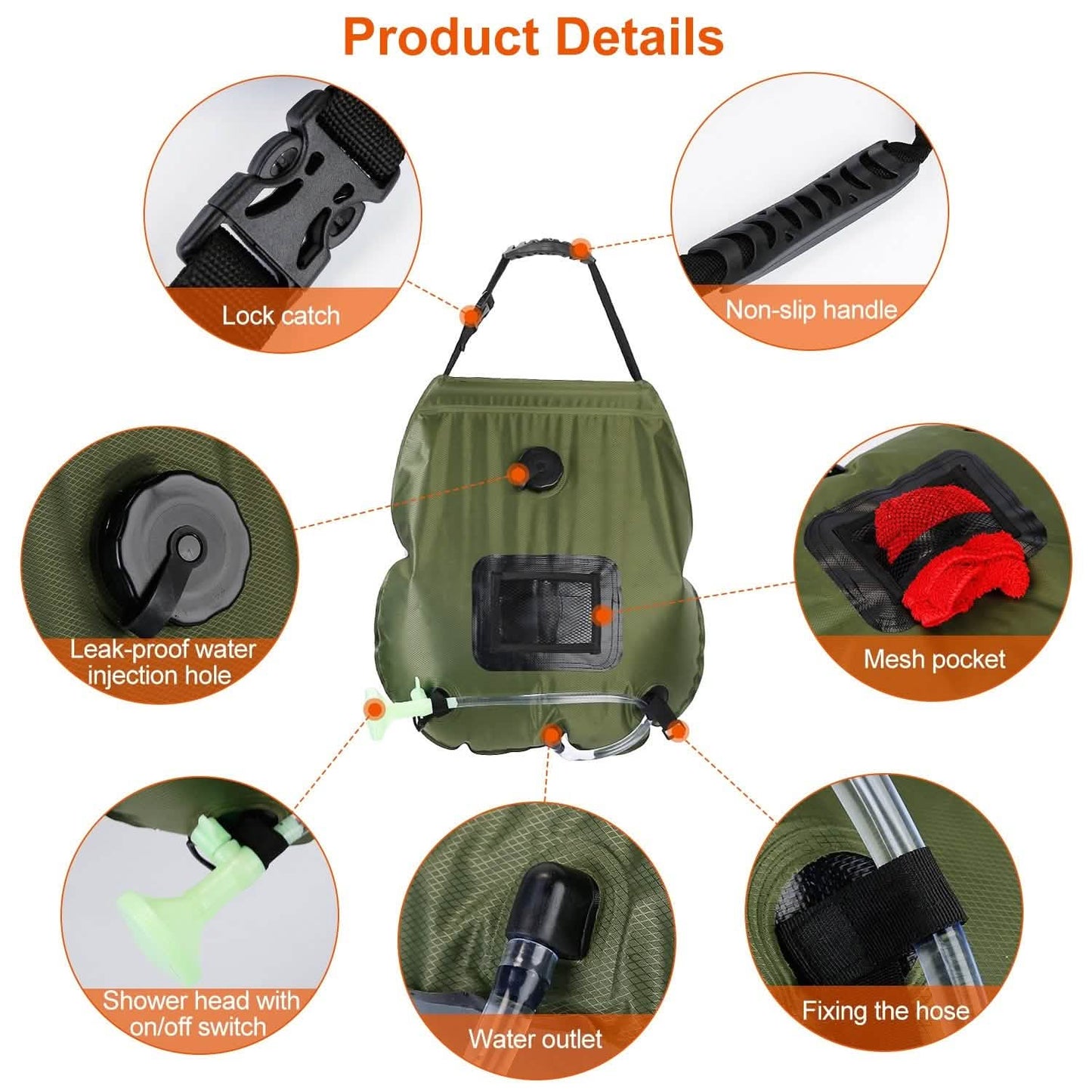 5Gal Solar-Heizung Camping-Duschsack