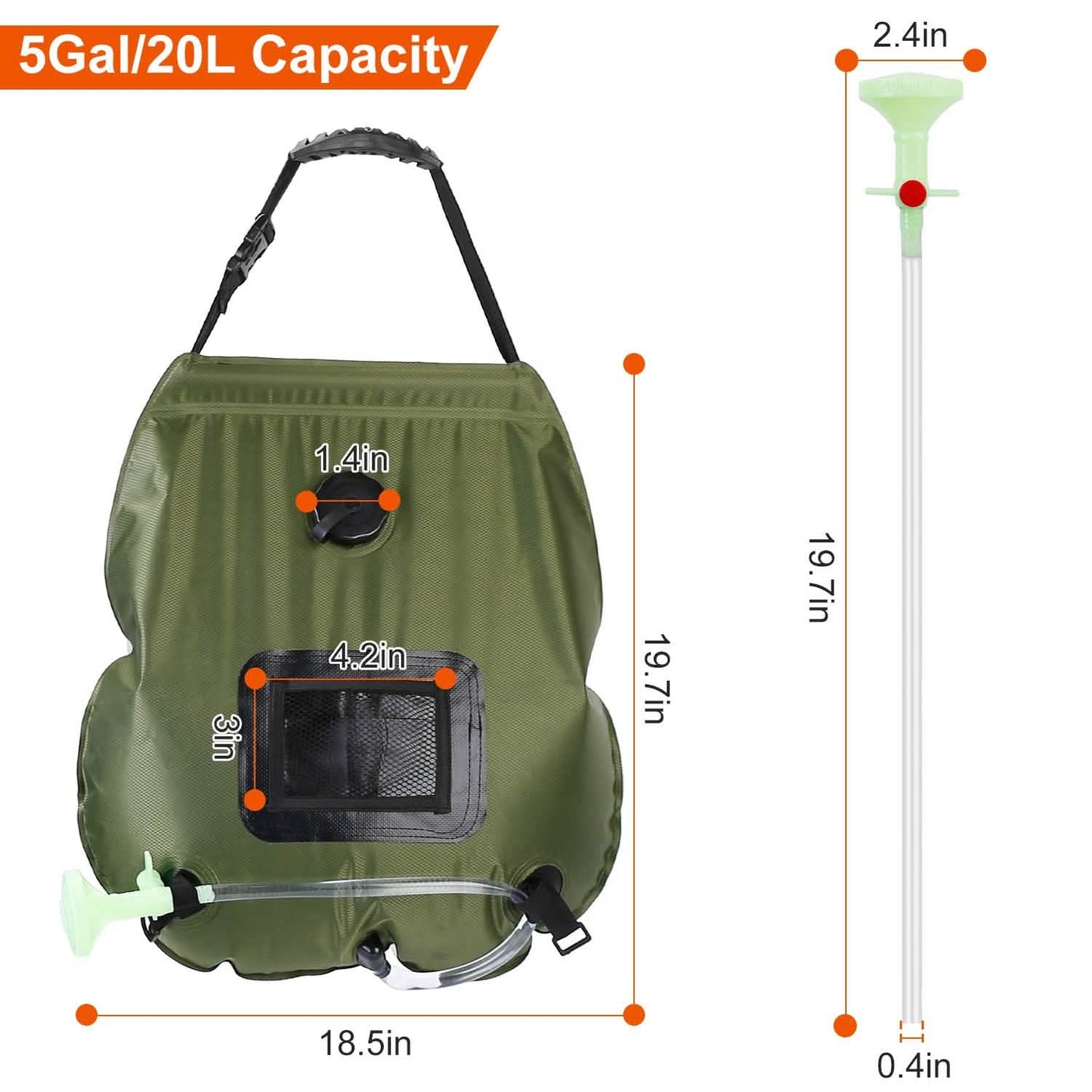 5Gal Solar-Heizung Camping-Duschsack