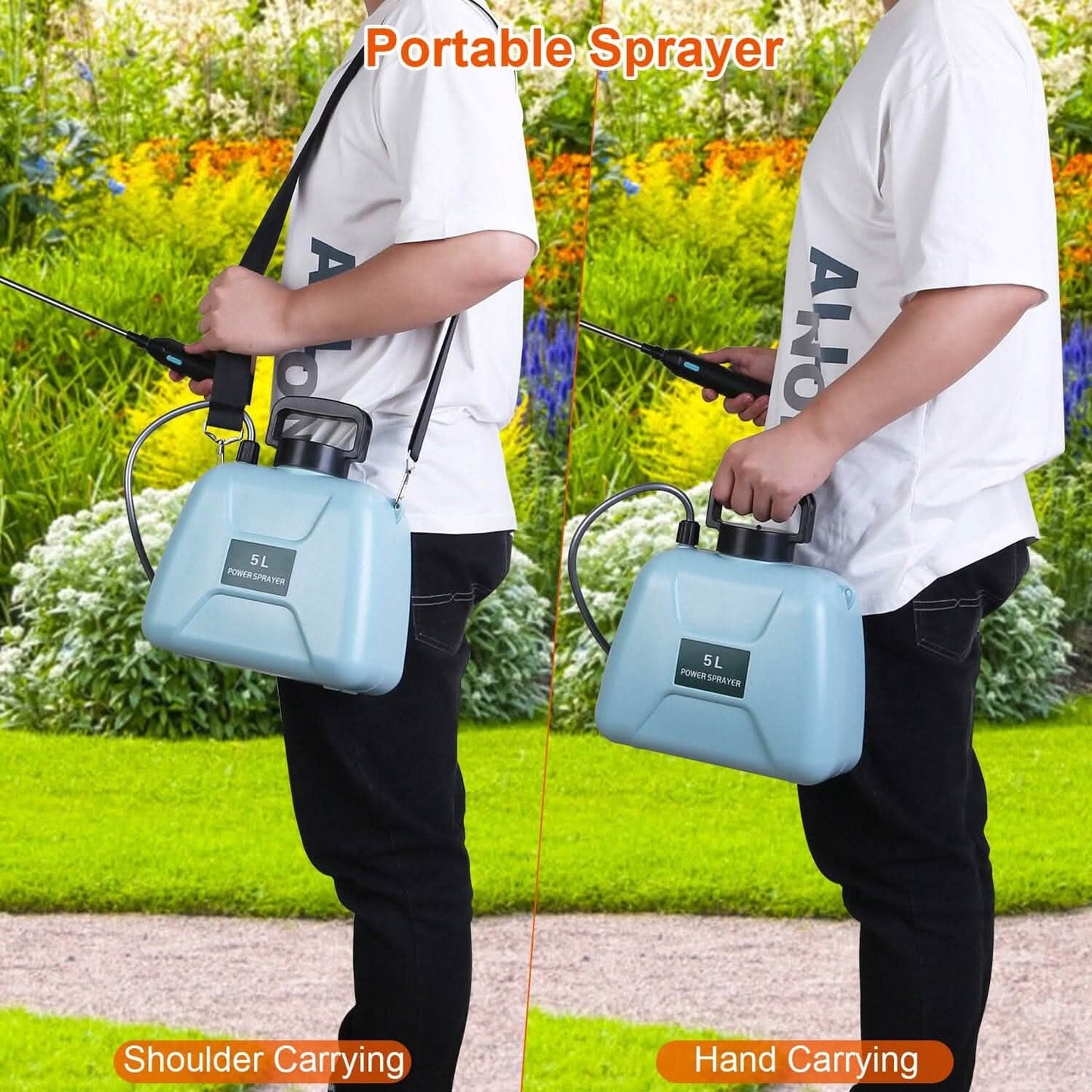 5L/1/3 Gallon Elektrische Pflanzensprühflasche Teleskopisch Wiederaufladbar mit 3 Sprühköpfen