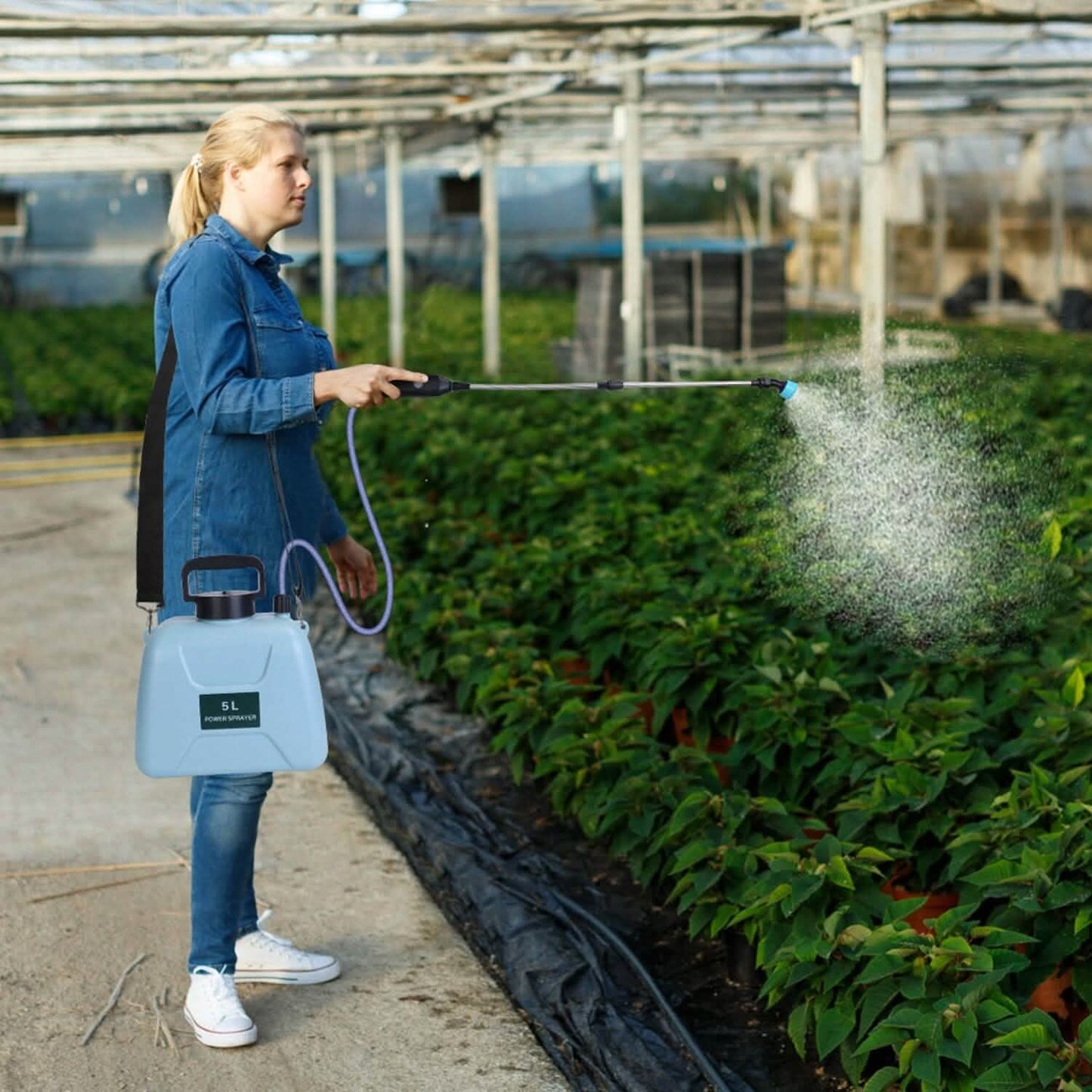5L/1/3 Gallon Elektrische Pflanzensprühflasche Teleskopisch Wiederaufladbar mit 3 Sprühköpfen