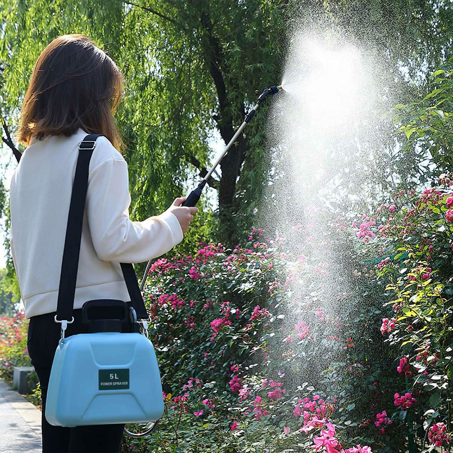 5L/1/3 Gallon Elektrische Pflanzensprühflasche Teleskopisch Wiederaufladbar mit 3 Sprühköpfen