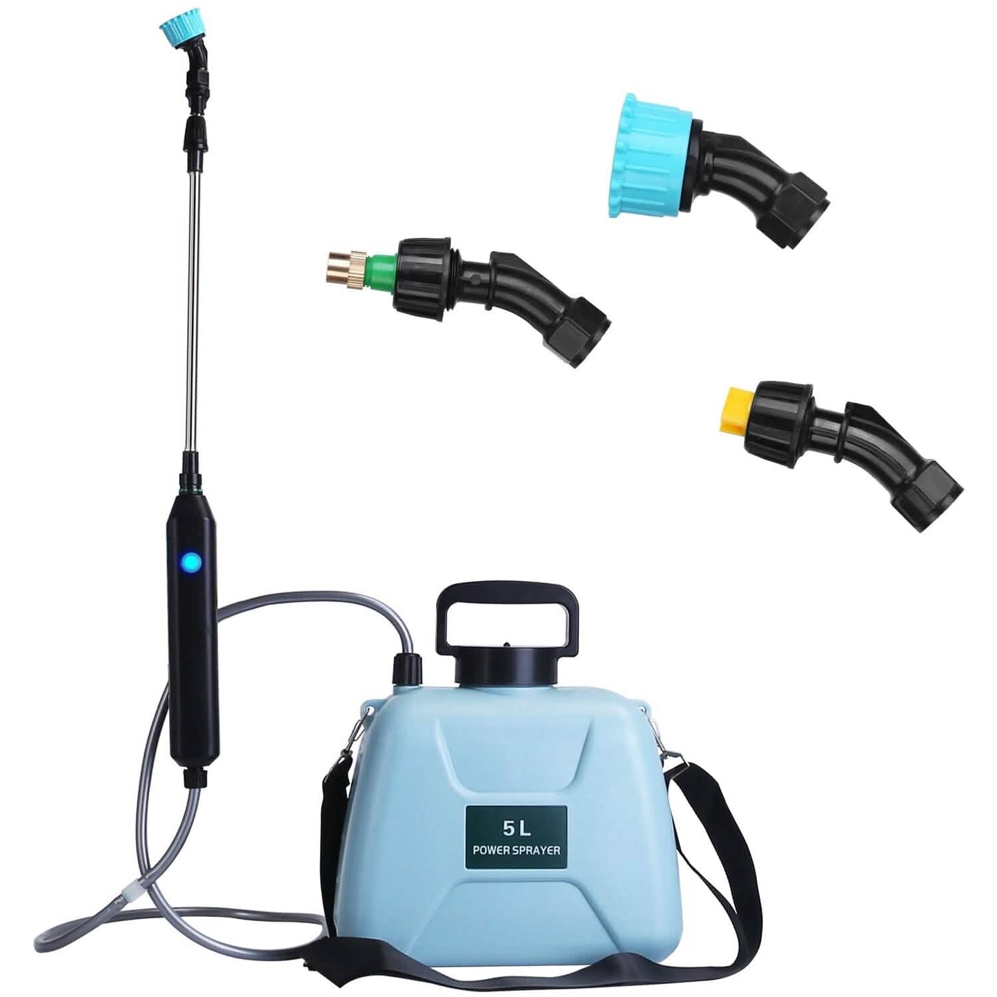 5L/1/3 Gallon Elektrische Pflanzensprühflasche Teleskopisch Wiederaufladbar mit 3 Sprühköpfen