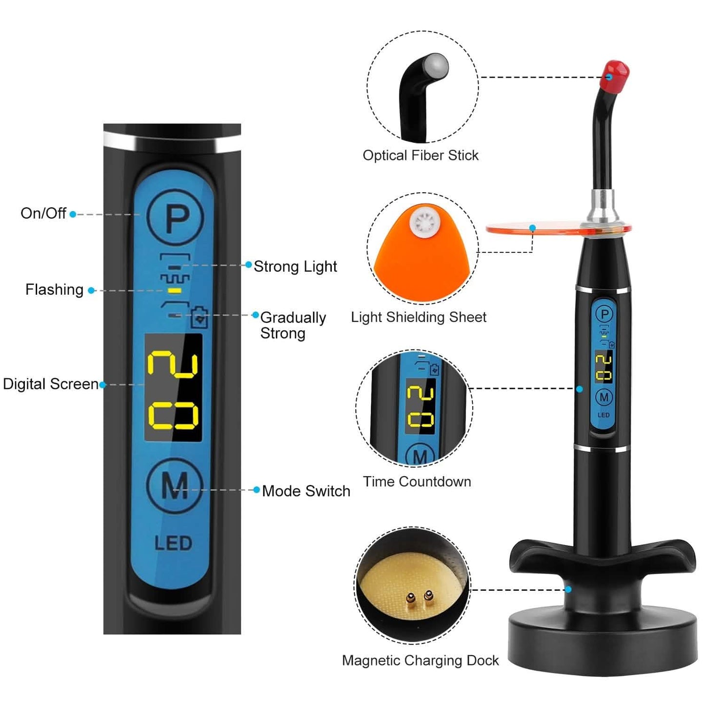 5W Kabellose Dental-LED-Polymerisationslampe