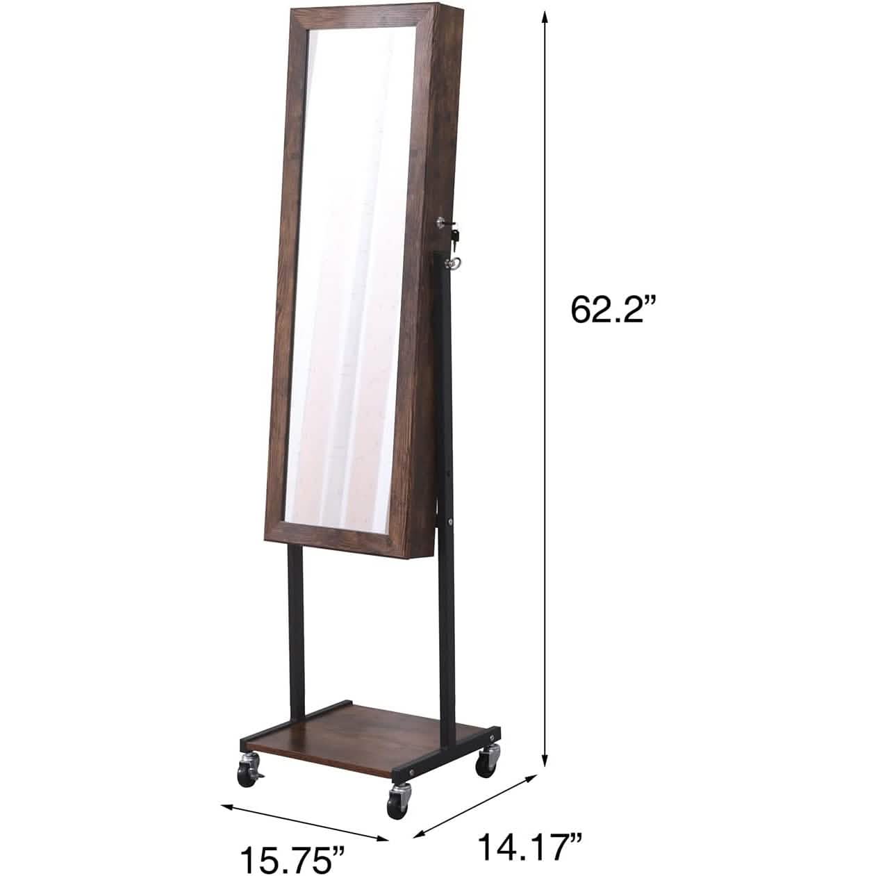 6 LEDs Spiegelschmuckschrank mit Rollen