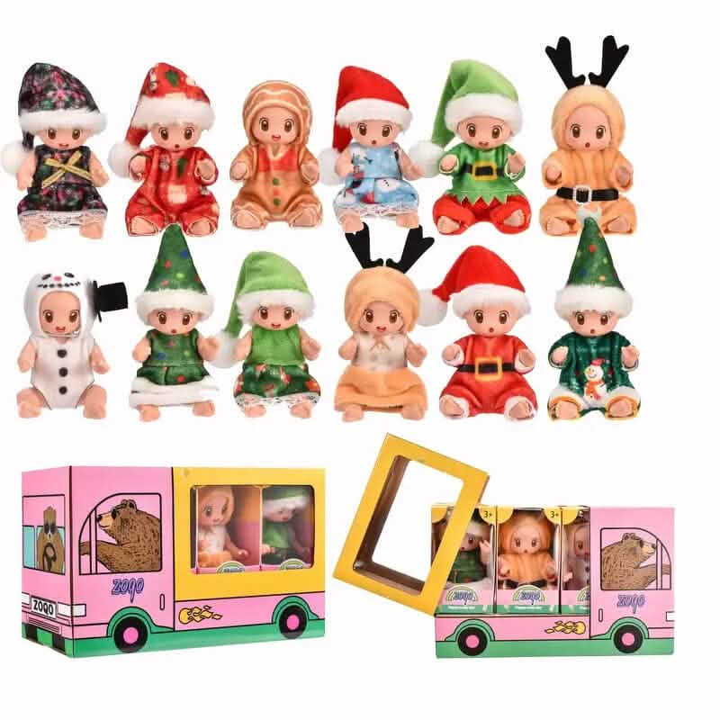 6er-Pack: Mini-Reborn-Babypuppen im Weihnachtslook