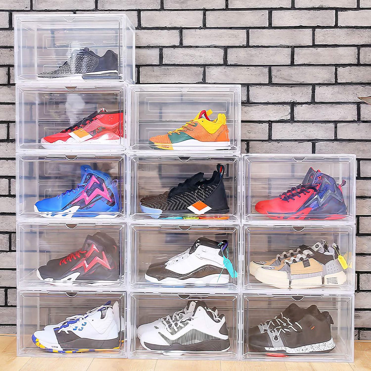 6er-Pack: Zusammenklappbare Schuhbox, stapelbares Schuhregal mit Magnettür