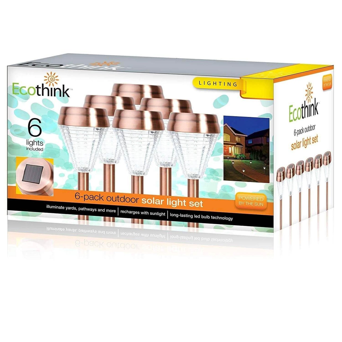 6er-Pack: EcoThink Solar-LED-Wegeleuchte für den Außenbereich