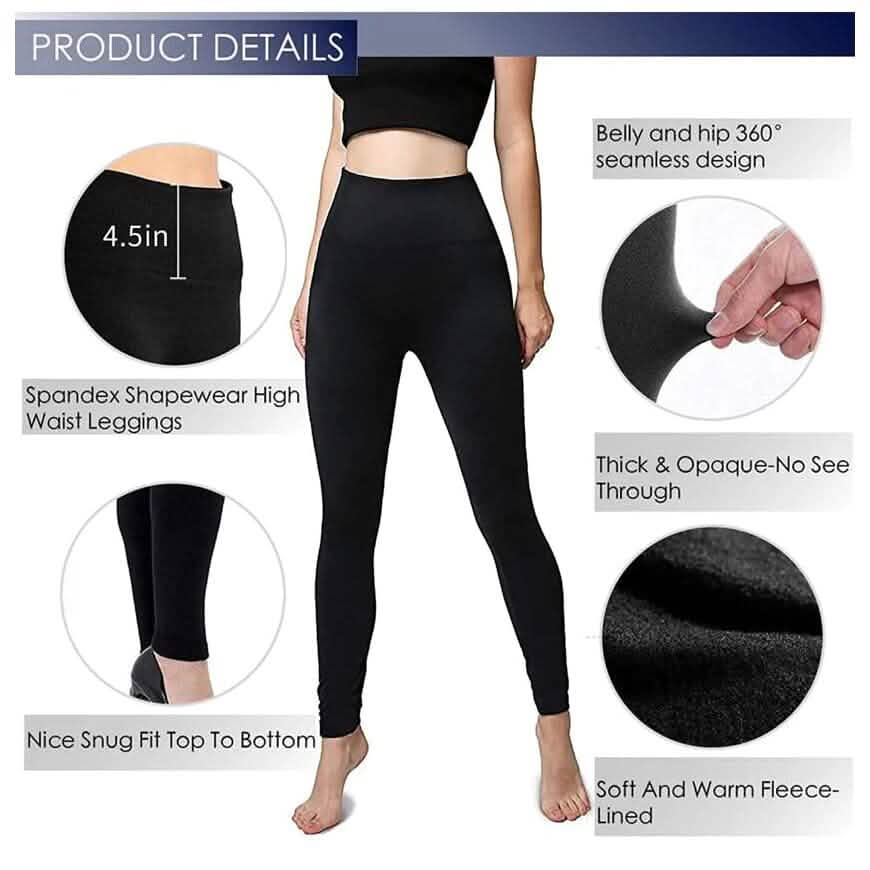 6er-Pack: Warme Damen-Leggings mit Fleecefutter, hoher Taille, weich und dehnbar