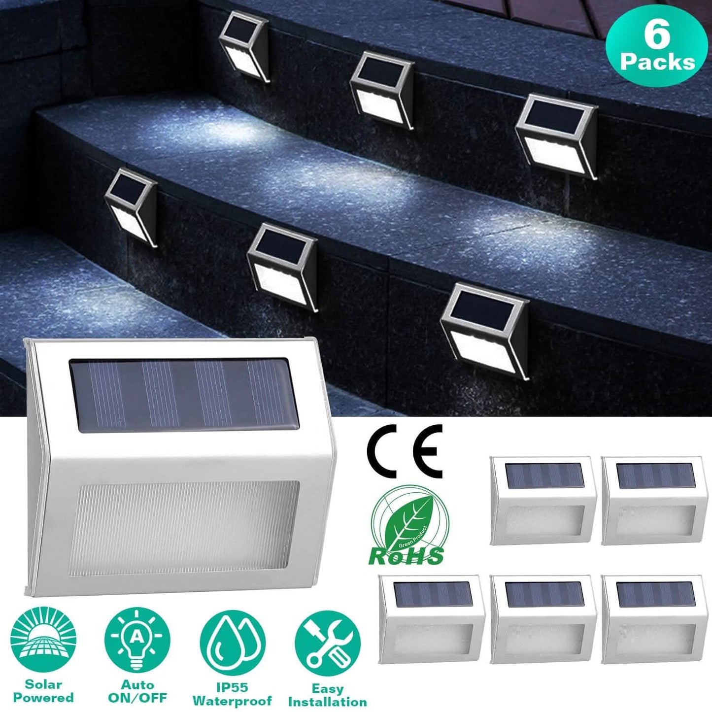 6er-Pack: Solar-Stufenleuchten