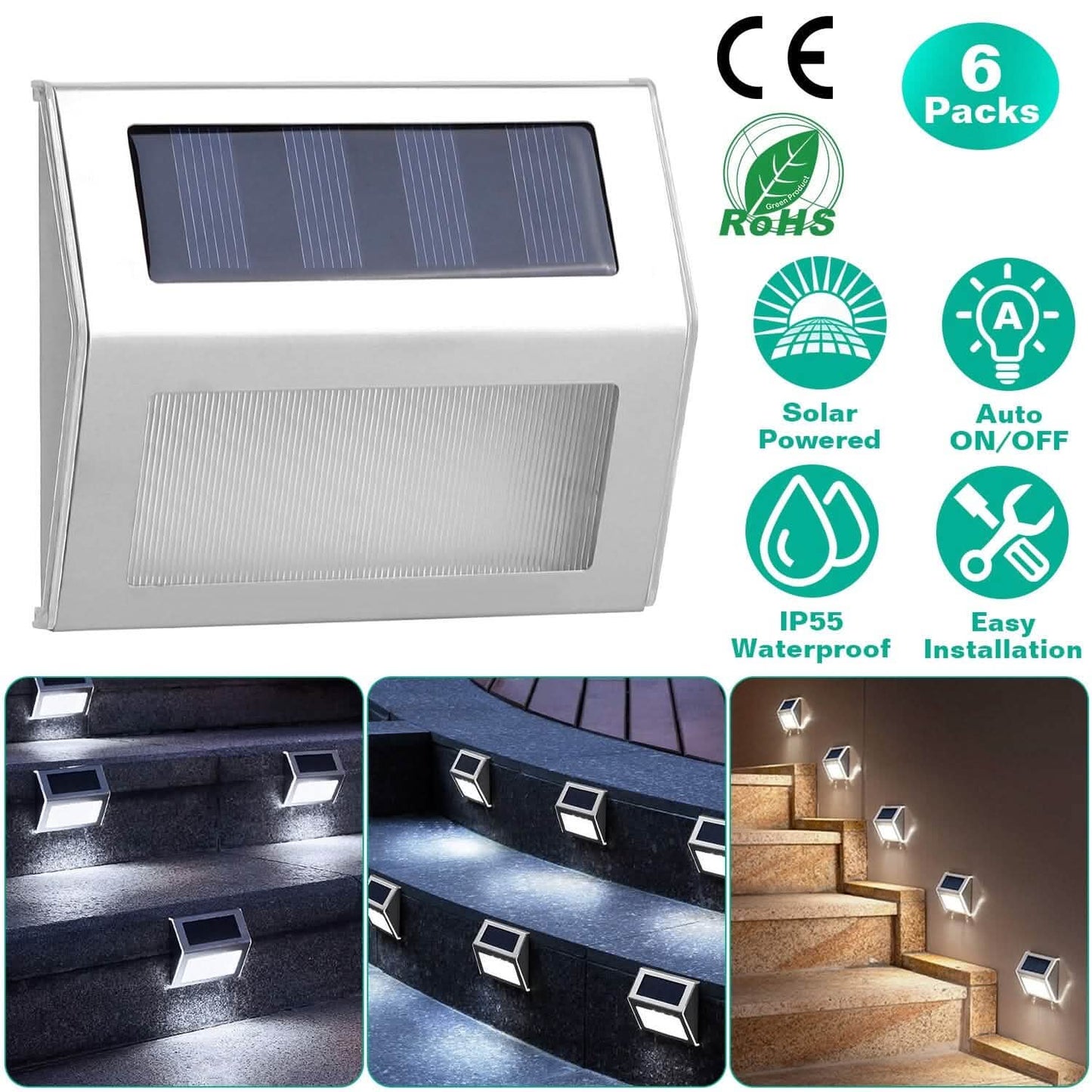 6er-Pack: Solar-Stufenleuchten