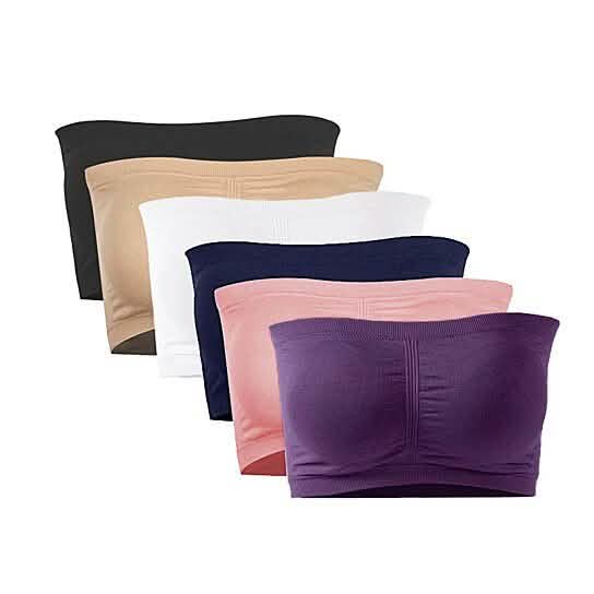 6er-Pack: Nahtlose gepolsterte Bandeau-Bralettes für Damen
