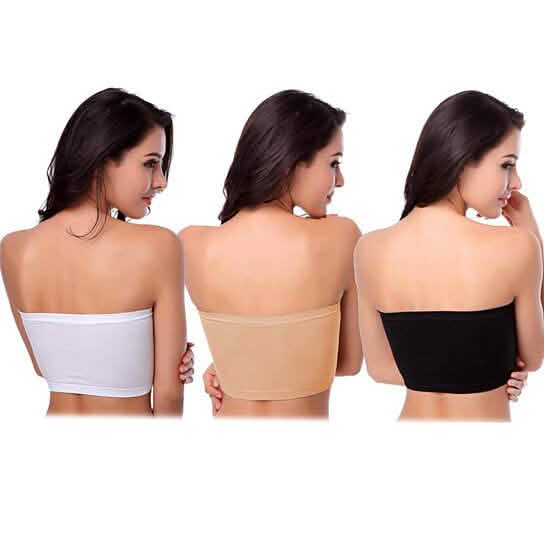 6er-Pack: Nahtlose gepolsterte Bandeau-Bralettes für Damen