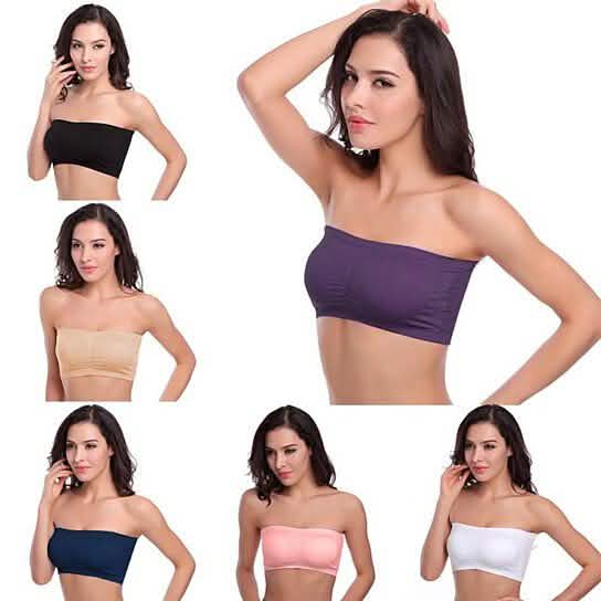 6er-Pack: Nahtlose gepolsterte Bandeau-Bralettes für Damen