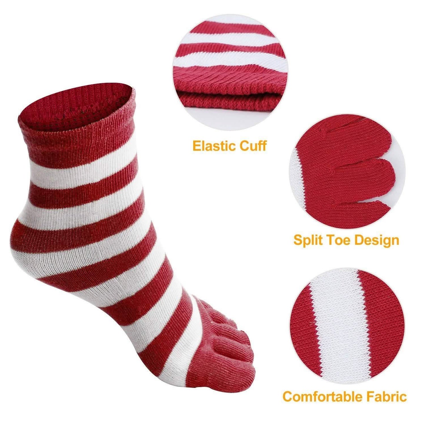 6 Paar: 5-Zehen-Socken Weiche, atmungsaktive Knöchelsocken