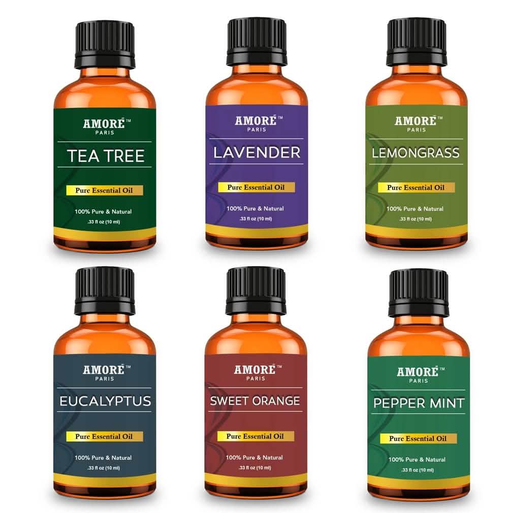 6-teilig: Geschenkset ätherischer Öle in therapeutischer Qualität für Aromatherapie