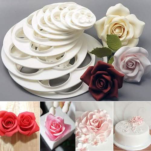 6-teilig: Backform Fondant Kuchen Zuckerblume Rose Keks