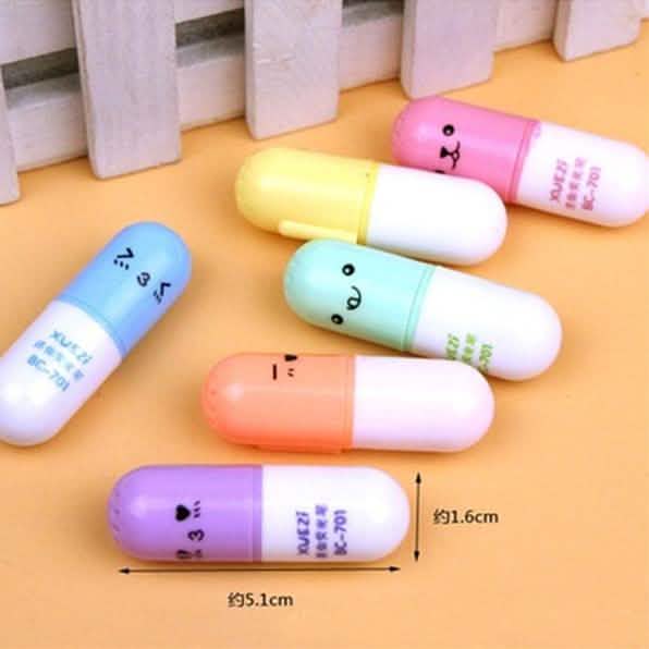 6-teilig: Niedlicher Pillen-Mini-Textmarker