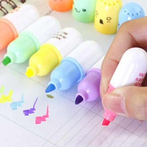 6-teilig: Niedlicher Pillen-Mini-Textmarker