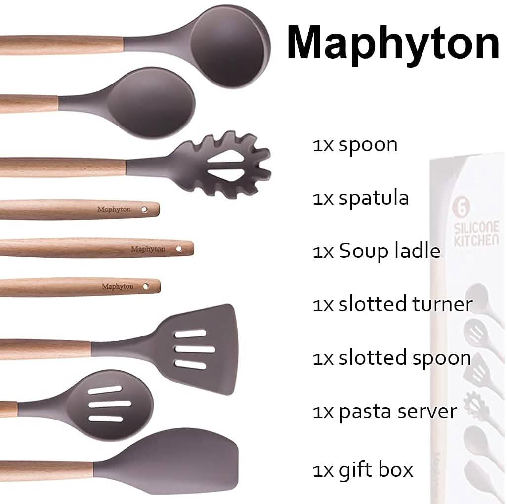 6-teilig: Maphyton antihaftbeschichtetes Silikon-Kochutensilien-Set