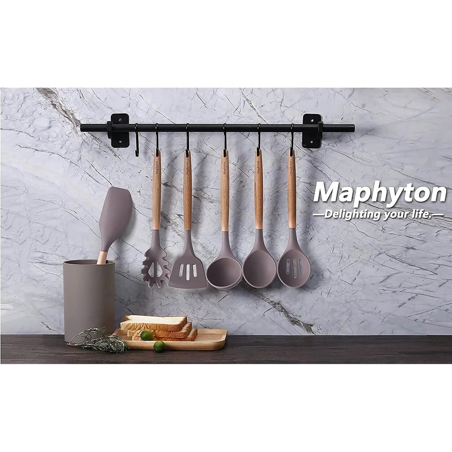 6-teilig: Maphyton antihaftbeschichtetes Silikon-Kochutensilien-Set
