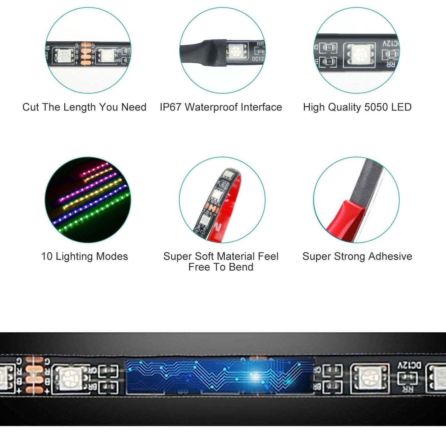 6-teilig: Motorrad-LED-Lichtleisten