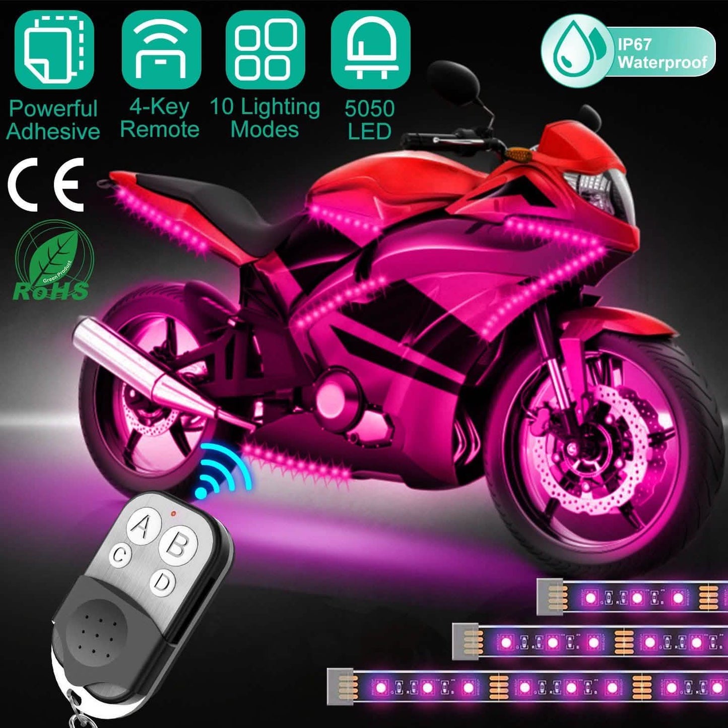 6-teilig: Motorrad-LED-Lichtleisten
