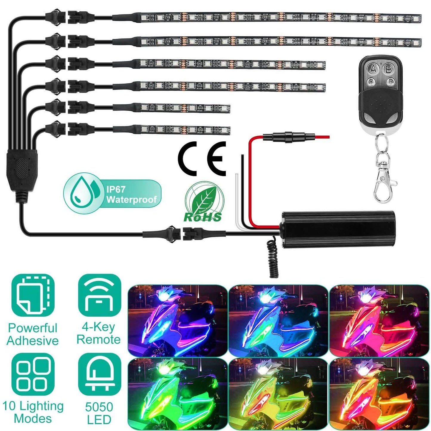 6-teilig: Motorrad-LED-Lichtleisten