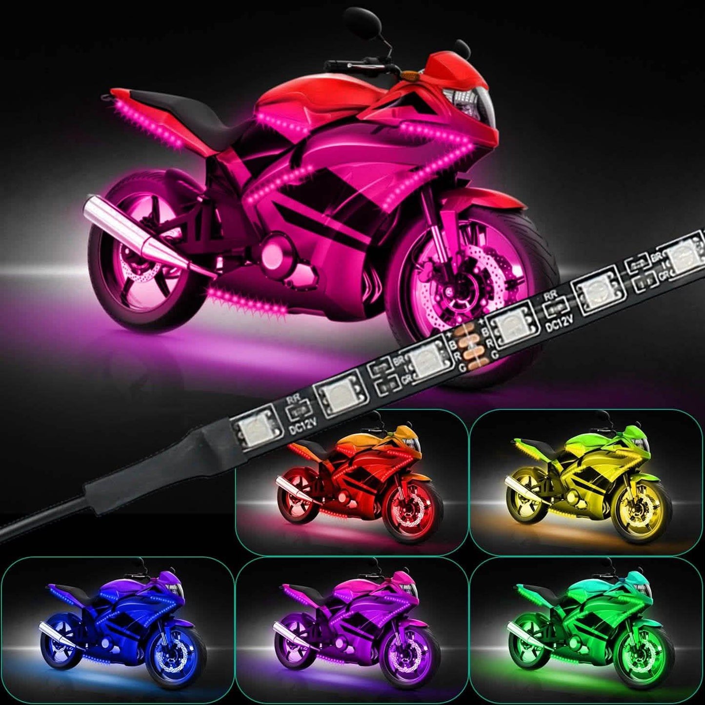 6-teilig: Motorrad-LED-Lichtleisten