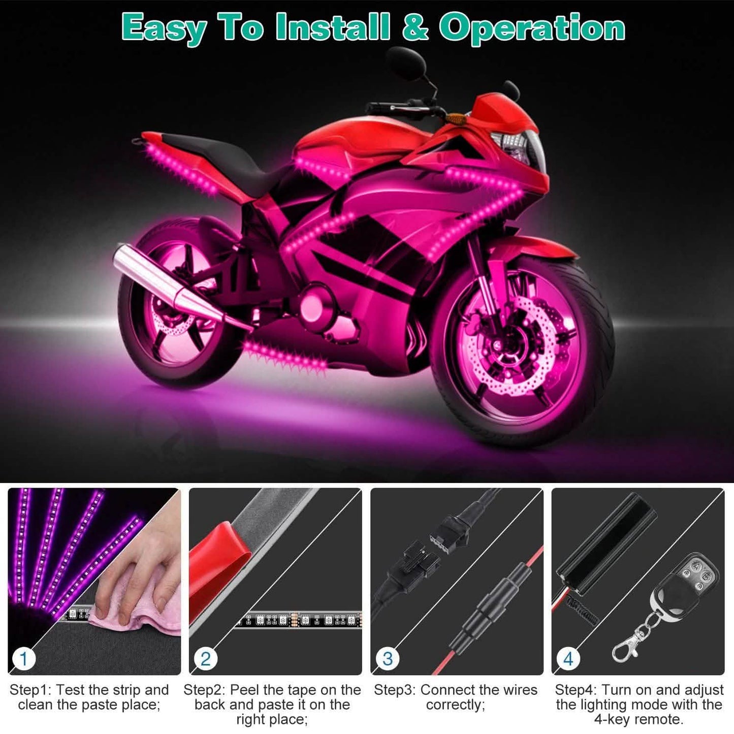 6-teilig: Motorrad-LED-Lichtleisten