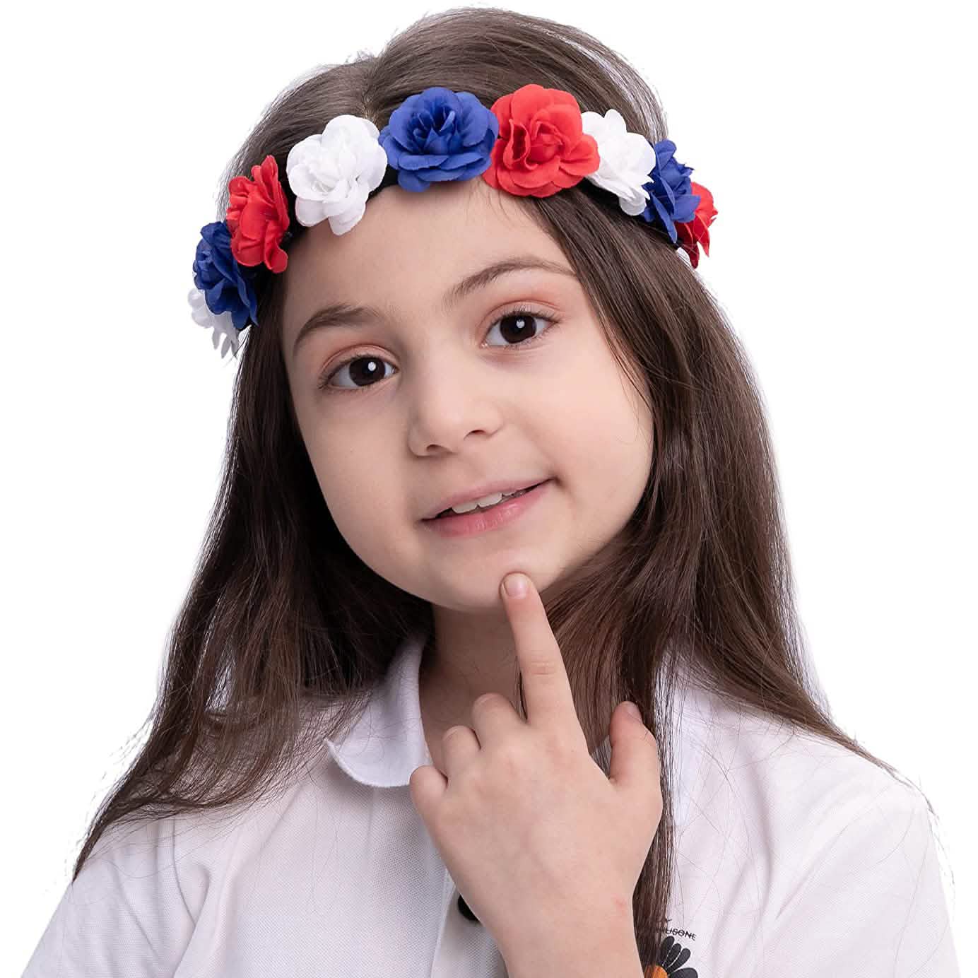 6 Stück: Patriotische Blumenhaarreifen