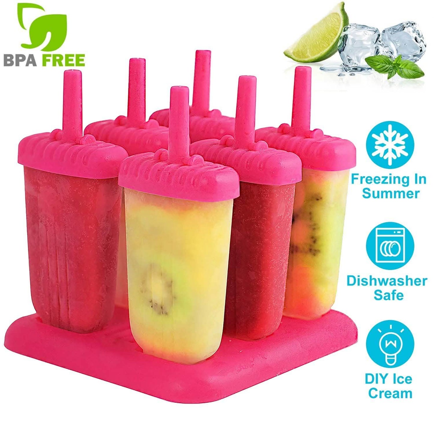 6-teilig: Eisformen wiederverwendbar DIY Eis am Stiel Maker