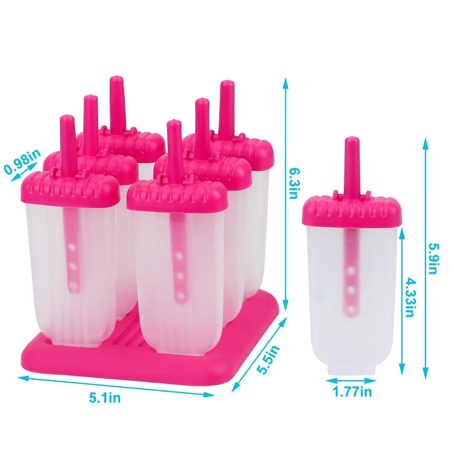 6-teilig: Eisformen wiederverwendbar DIY Eis am Stiel Maker