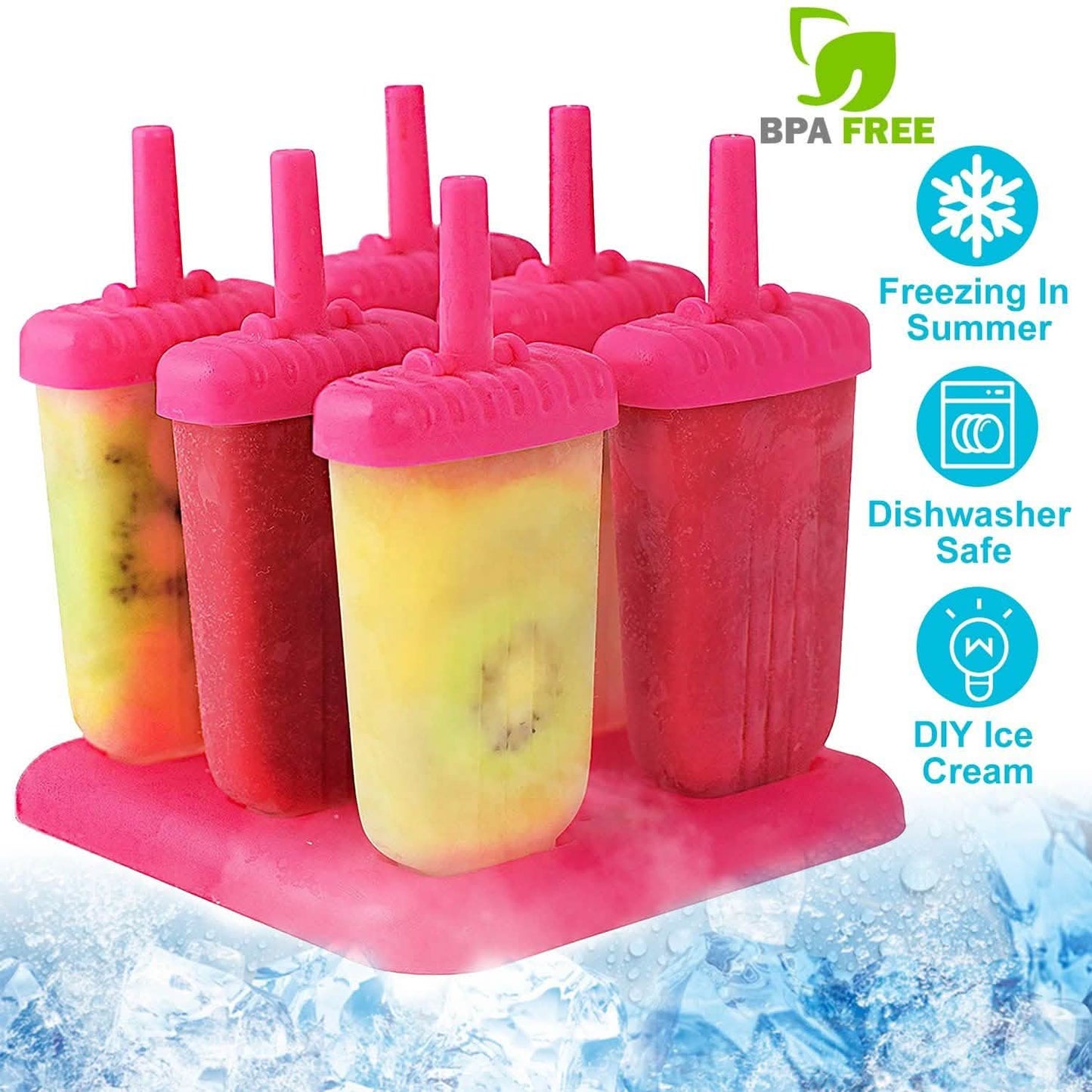 6-teilig: Eisformen wiederverwendbar DIY Eis am Stiel Maker