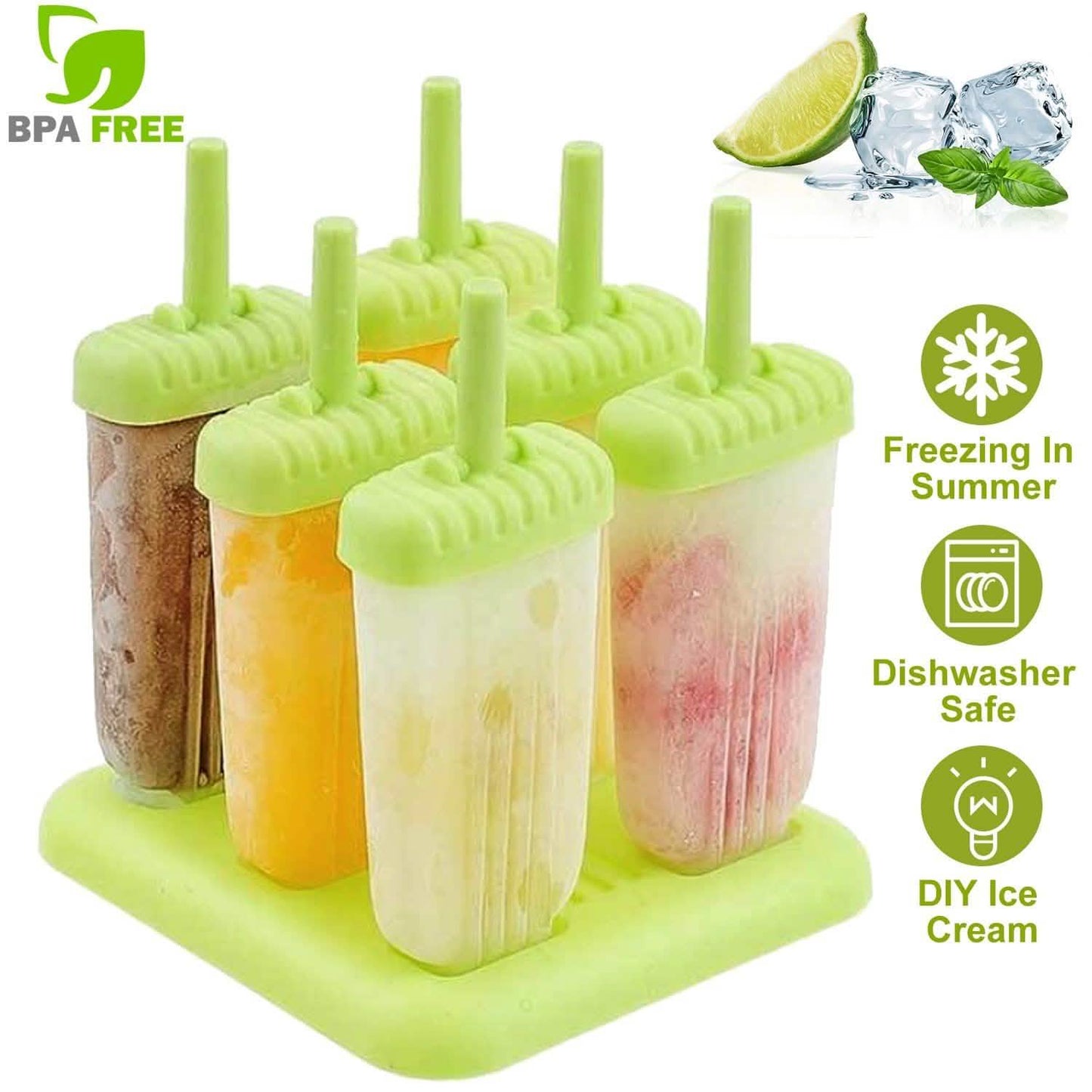 6-teilig: Eisformen wiederverwendbar DIY Eis am Stiel Maker