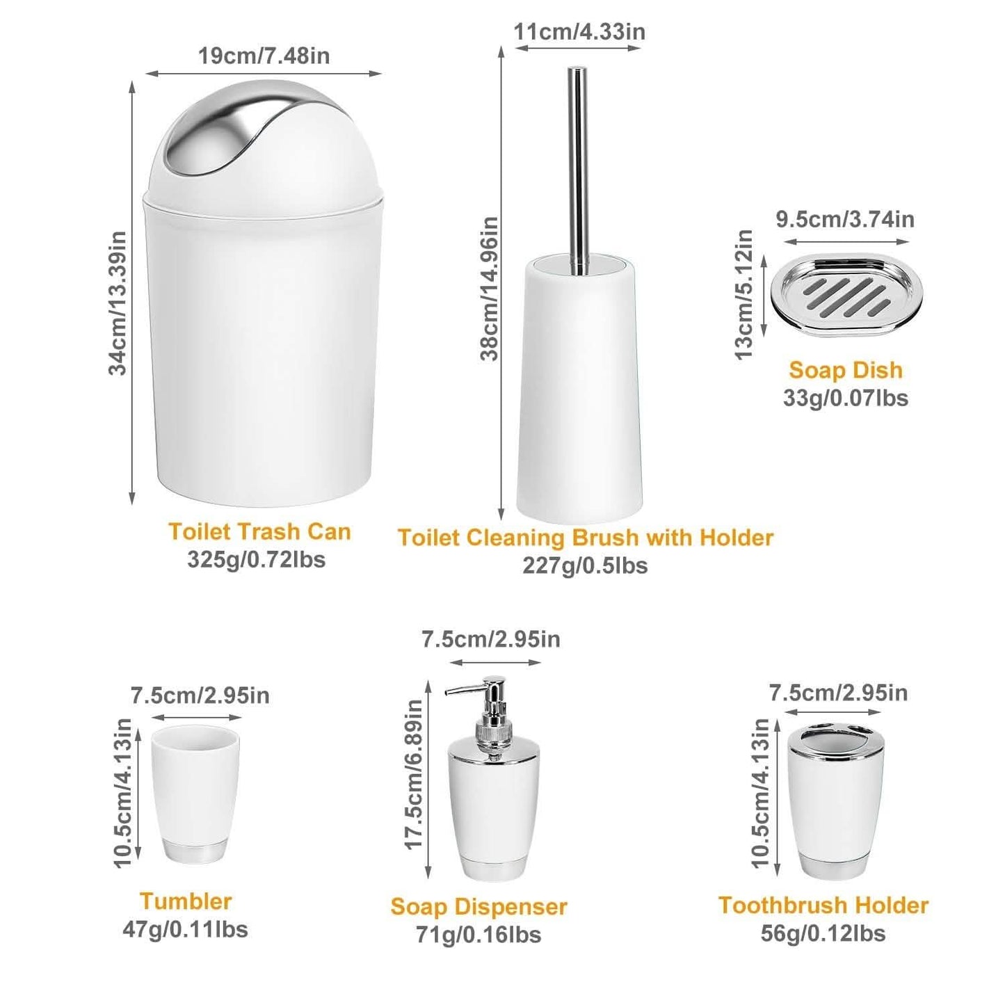 6-teiliges Set: Badaccessoires