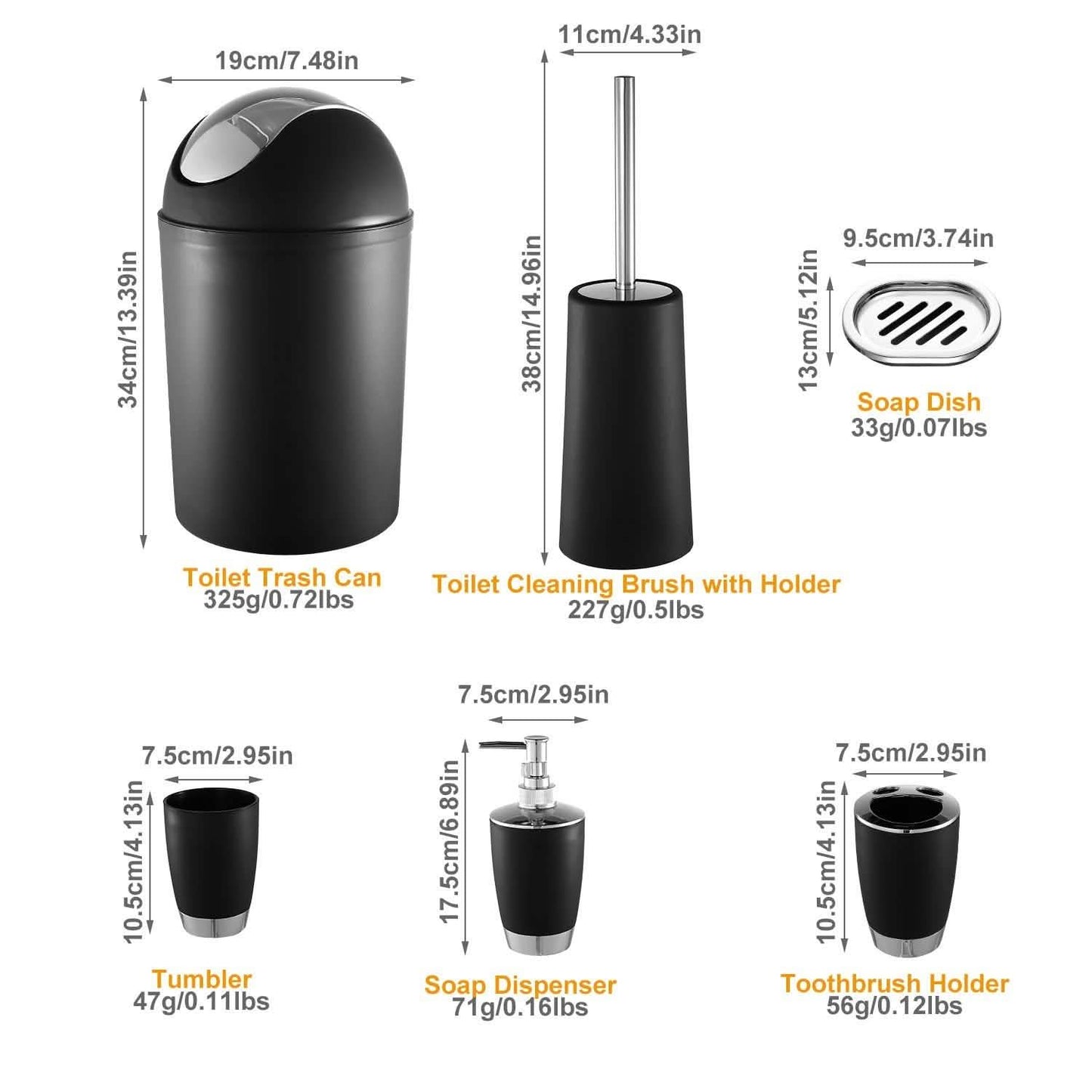 6-teiliges Set: Badaccessoires